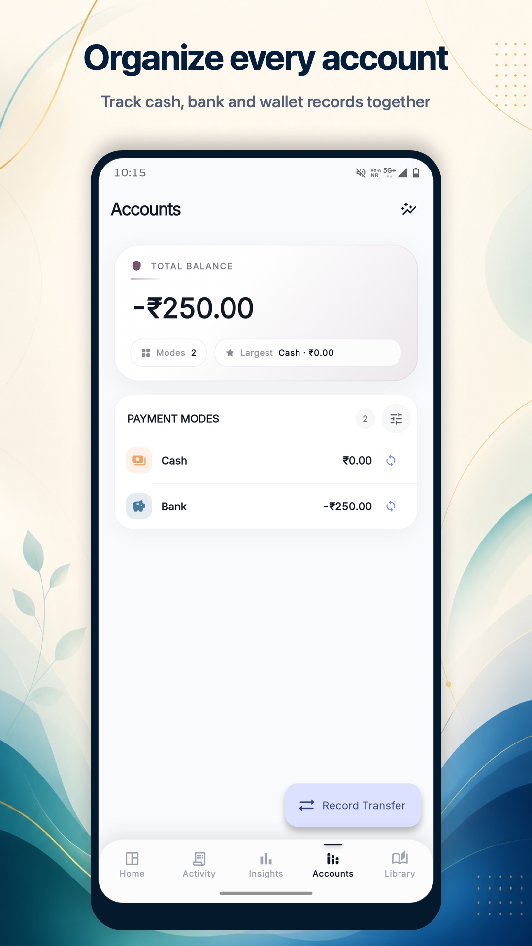 Family Wallet accounts screen